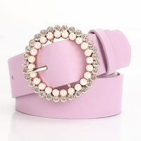 Cute Sweet Solid Color Pu Leather Alloy Plating Women's Leather Belts 1 Piece sku image 2