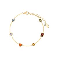 Sterling Silver Gold Plated Simple Style Classic Style Plating Inlay Geometric Zircon Bracelets sku image 1