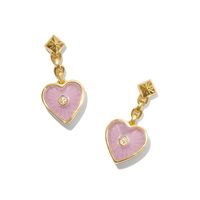 Shell Copper Gold Plated Casual Modern Style Classic Style Plating Inlay Heart Shape Artificial Crystal Earrings Necklace main image 3