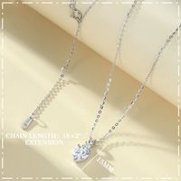 Sterling Silver IG Style MAMA Sweet Inlay Heart Shape Zircon Pendant Necklace main image 2