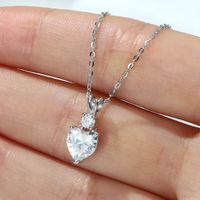 Sterling Silver IG Style MAMA Sweet Inlay Heart Shape Zircon Pendant Necklace main image 7