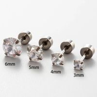 1 Piece Simple Style Classic Style Round Plating Inlay 316 Stainless Steel  Zircon 18K Gold Plated Ear Studs main image 3