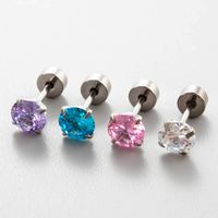 1 Piece Simple Style Classic Style Round Plating Inlay 316 Stainless Steel  Zircon 18K Gold Plated Ear Studs main image 7