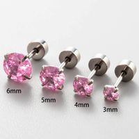 1 Piece Simple Style Classic Style Round Plating Inlay 316 Stainless Steel  Zircon 18K Gold Plated Ear Studs main image 5