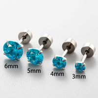 1 Piece Simple Style Classic Style Round Plating Inlay 316 Stainless Steel  Zircon 18K Gold Plated Ear Studs main image 6
