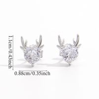 1 Pair Sweet Shiny Deer Plating Inlay Sterling Silver Zircon White Gold Plated Ear Studs main image 5