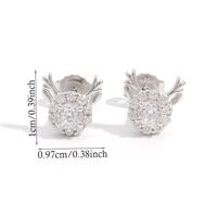 1 Pair Sweet Shiny Deer Plating Inlay Sterling Silver Zircon White Gold Plated Ear Studs main image 6