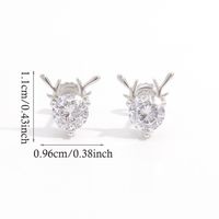 1 Pair Sweet Shiny Deer Plating Inlay Sterling Silver Zircon White Gold Plated Ear Studs main image 4