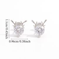 1 Paire Sucré Brillant Cerf Placage Incruster Argent Sterling Zircon Or Blanc Plaqué Boucles D'Oreilles main image 4