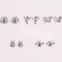 1 Pair Elegant Simple Style Butterfly Plating Inlay Sterling Silver Zircon White Gold Plated Ear Studs main image 1