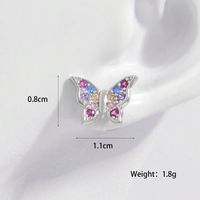 1 Pair Elegant Simple Style Butterfly Plating Inlay Sterling Silver Zircon White Gold Plated Ear Studs main image 2