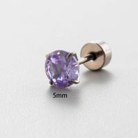 1 Piece Simple Style Classic Style Round Plating Inlay 316 Stainless Steel  Zircon 18K Gold Plated Ear Studs sku image 7