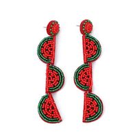 1 Pair IG Style Cute Watermelon Beaded Seed Bead Drop Earrings main image 5