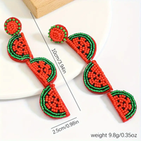 1 Pair IG Style Cute Watermelon Beaded Seed Bead Drop Earrings main image 2