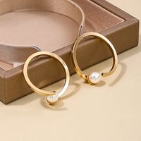 1 Pair Simple Style Classic Style Solid Color Inlay Alloy Artificial Pearls Ear Studs main image 2
