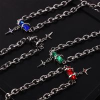 Titanium Steel Hip-Hop Punk Simple Style Chain Inlay Cross Quadrilateral Zircon Bracelets Necklace main image 10