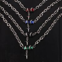 Titanium Steel Hip-Hop Punk Simple Style Chain Inlay Cross Quadrilateral Zircon Bracelets Necklace main image 9