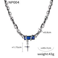Titanium Steel Hip-Hop Punk Simple Style Chain Inlay Cross Quadrilateral Zircon Bracelets Necklace sku image 7