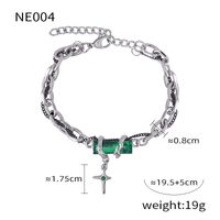 Titanium Steel Hip-Hop Punk Simple Style Chain Inlay Cross Quadrilateral Zircon Bracelets Necklace sku image 4