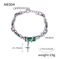 Titan Stahl Hip Hop Punk Einfacher Stil Kette Inlay Kreuzen Viereck Zirkon Armbänder Halskette main image 2