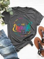 Women's T-shirt Short Sleeve T-Shirts Printing Casual Streetwear Letter main image 3