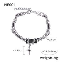 Titanium Steel Hip-Hop Punk Simple Style Chain Inlay Cross Quadrilateral Zircon Bracelets Necklace sku image 1