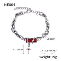 Titanium Steel Hip-Hop Punk Simple Style Chain Inlay Cross Quadrilateral Zircon Bracelets Necklace sku image 2