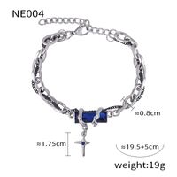 Titanium Steel Hip-Hop Punk Simple Style Chain Inlay Cross Quadrilateral Zircon Bracelets Necklace sku image 3