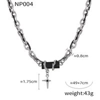 Titanium Steel Hip-Hop Punk Simple Style Chain Inlay Cross Quadrilateral Zircon Bracelets Necklace sku image 5
