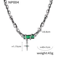 Titanium Steel Hip-Hop Punk Simple Style Chain Inlay Cross Quadrilateral Zircon Bracelets Necklace sku image 8