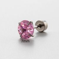 1 Piece Simple Style Classic Style Round Plating Inlay 316 Stainless Steel  Zircon 18K Gold Plated Ear Studs sku image 16