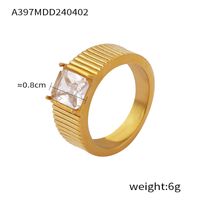 Titanium Steel 18K Gold Plated IG Style Simple Style Commute Plating Inlay Solid Color Rhinestones Zircon Rings Earrings Necklace sku image 1