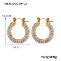 Titanium Steel 18K Gold Plated IG Style Simple Style Commute Plating Inlay Solid Color Rhinestones Zircon Rings Earrings Necklace sku image 6