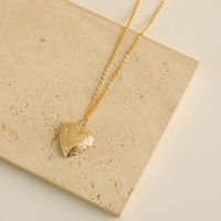 Wholesale Simple Style Heart Shape Copper 18K Gold Plated Copper Pendant Necklace sku image 3