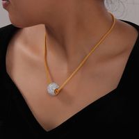 Acero Titanio Chapados en oro de 18k Elegante Estilo Francés Estilo Simple Embutido Ronda Diamantes De Imitación Collar main image 4