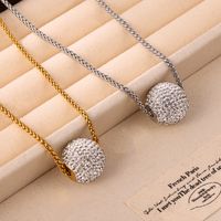 Acero Titanio Chapados en oro de 18k Elegante Estilo Francés Estilo Simple Embutido Ronda Diamantes De Imitación Collar main image 8