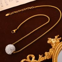 Acero Titanio Chapados en oro de 18k Elegante Estilo Francés Estilo Simple Embutido Ronda Diamantes De Imitación Collar main image 10