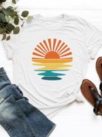 Women's T-shirt Short Sleeve T-Shirts Printing Casual Streetwear Sun main image 4