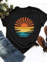 Women's T-shirt Short Sleeve T-Shirts Printing Casual Streetwear Sun main image 3