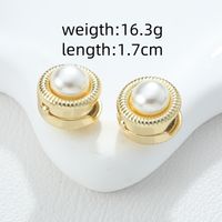 1 Piece Simple Style Round Inlay Alloy Artificial Pearls Earrings main image 2