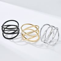 Simple Style Solid Color Lines 304 Stainless Steel 18K Gold Plated Rings In Bulk main image 1