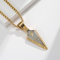 Hip-Hop Retro Box 304 Stainless Steel Plating Inlay Rhinestones 18K Gold Plated Men's Pendant Necklace main image 1