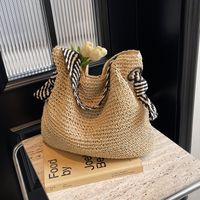 Women's Vacation Beach Solid Color Straw Shopping Bags main image 7
