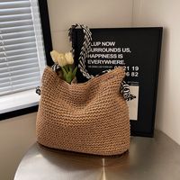Women's Vacation Beach Solid Color Straw Shopping Bags main image 6