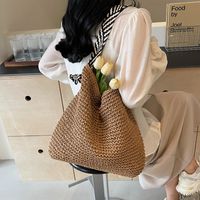 Women's Vacation Beach Solid Color Straw Shopping Bags sku image 1