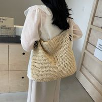 Women's Vacation Beach Solid Color Straw Shopping Bags sku image 2