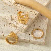 Elegant Classic Style Commute Solid Color 304 Stainless Steel 18K Gold Plated Open Rings Rings In Bulk main image 3