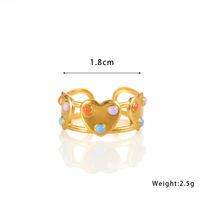 Elegant Cute Sweet Heart Shape 304 Stainless Steel 18K Gold Plated Open Rings In Bulk main image 2