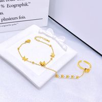 Simple Style Classic Style Butterfly 304 Stainless Steel 18K Gold Plated Artificial Pearls Bracelets In Bulk main image 2