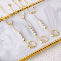 Simple Style Classic Style Butterfly 304 Stainless Steel 18K Gold Plated Artificial Pearls Bracelets In Bulk main image 4